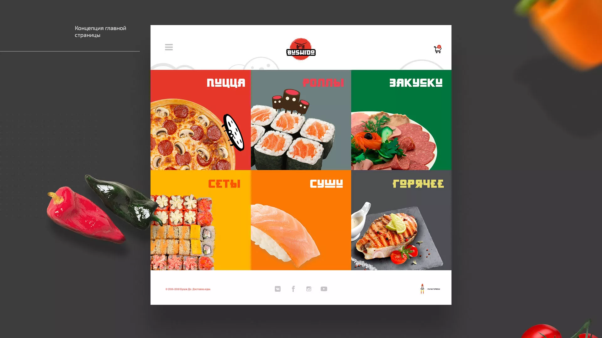Разработка сайта для пиццерии «BUSHIDO» в Карталах