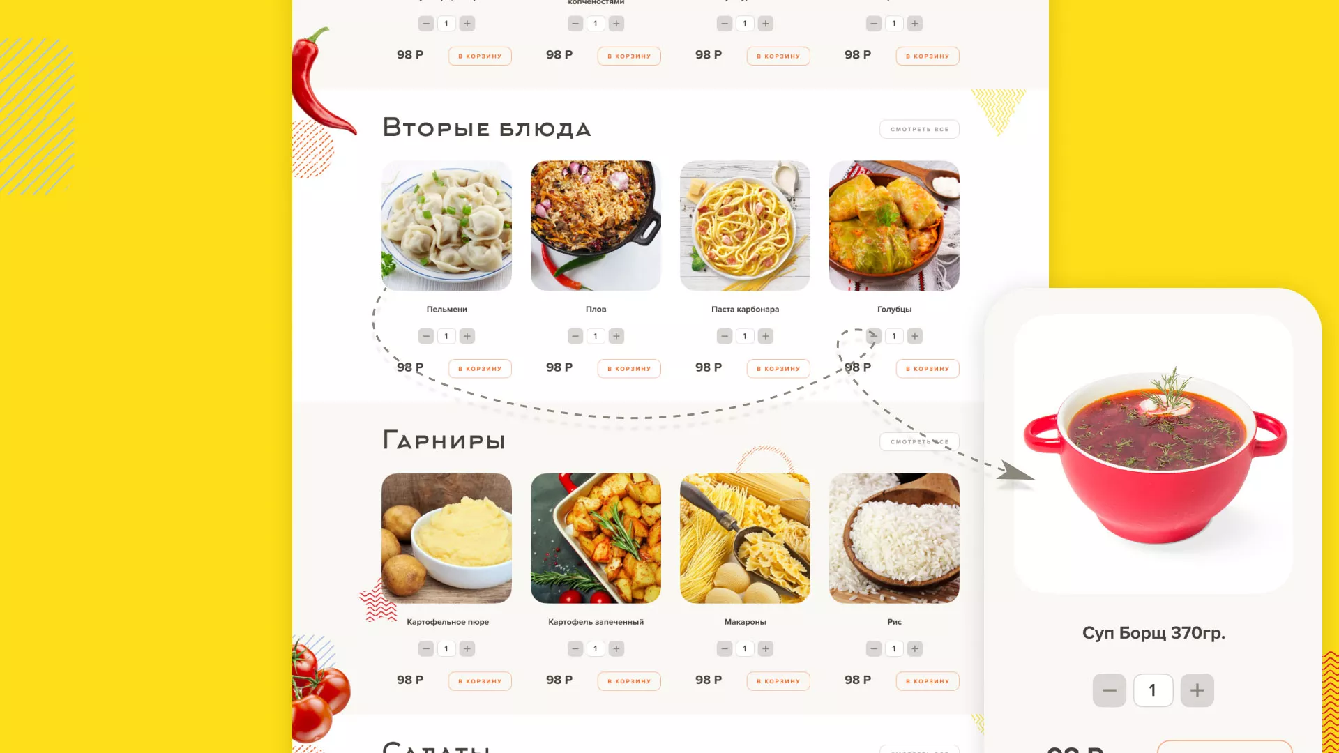 Разработка сайта кафе-столовой «Суп-Мясо-Салат» в Карталах